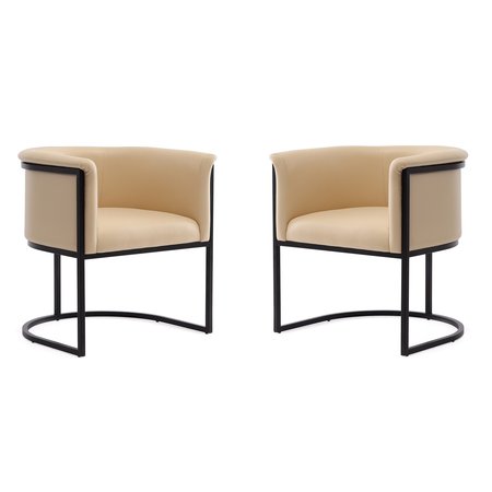 MANHATTAN COMFORT Bali Dining Chair in Tan and Black (Set of 2) 2-DC044-TN